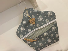 Load image into Gallery viewer, Peg Bag - Linen and Rose Damson Sea green with Sarah Hardaker lining