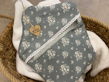 Load image into Gallery viewer, Peg Bag - Linen and Rose Damson Sea green with Sarah Hardaker lining