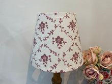 Load image into Gallery viewer, Mini Empire Lampshade - Linen & Rose - Emilia Foxglove on white linen - 15cm