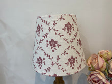 Load image into Gallery viewer, Mini Empire Lampshade - Linen & Rose - Emilia Foxglove on white linen - 15cm