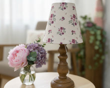 Load image into Gallery viewer, Candle Clip Lampshade - Damson linen - Multi on white