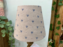 Load image into Gallery viewer, Mini Empire Lampshade - Linen & Rose - Hearts Snow on natural - 15cm