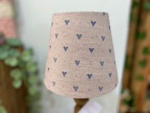 Load image into Gallery viewer, Mini Empire Lampshade - Linen & Rose - Hearts Snow on natural - 15cm