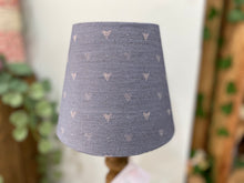 Load image into Gallery viewer, Mini Empire Lampshade - Linen & Rose - Hearts Denim on natural - 15cm