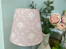 Load image into Gallery viewer, Mini Empire Lampshade - Linen & Rose - Emilia Primrose on white linen - 15cm