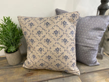 Load image into Gallery viewer, Cushion Cover - Linen and Rose Emilia Denim on Snow- 32cm x 32cm