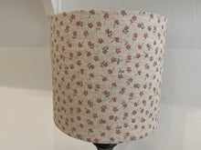 Load image into Gallery viewer, Lampshade - Linen & Rose Ditsy Pink on natural linen - 20cm drum lampshade