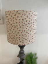 Load image into Gallery viewer, Lampshade - Linen & Rose Ditsy Pink on natural linen - 20cm drum lampshade