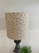 Load image into Gallery viewer, Lampshade - Linen & Rose Ditsy Parsnip on natural linen - 20cm drum lampshade