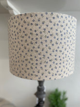 Load image into Gallery viewer, Lampshade - Linen & Rose Ditsy Blue on natural linen - 20cm drum lampshade