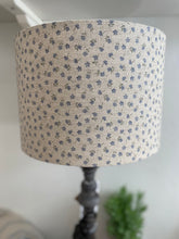 Load image into Gallery viewer, Lampshade - Linen & Rose Ditsy Blue on natural linen - 20cm drum lampshade