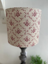 Load image into Gallery viewer, Lampshade - Linen & Rose Emilia Foxglove on natural linen - 20cm drum lampshade