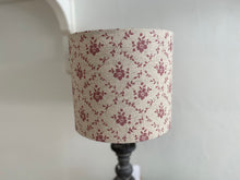 Load image into Gallery viewer, Lampshade - Linen & Rose Emilia Foxglove on natural linen - 20cm drum lampshade