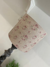 Load image into Gallery viewer, Lampshade - Linen & Rose Damson on natural linen - 20cm drum lampshade