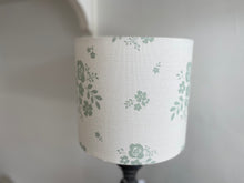 Load image into Gallery viewer, Lampshade - Linen & Rose Damson Duck Egg on white linen - 20cm drum lampshade