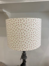 Load image into Gallery viewer, Lampshade - Linen and Rose Ditsy Pink on White - 30cm Drum