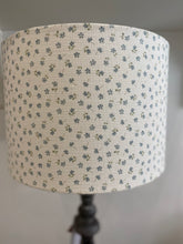 Load image into Gallery viewer, Lampshade - Linen and Rose Ditsy Blue on White - 30cm Drum