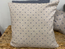 Load image into Gallery viewer, Cushion Cover - Linen and Rose - Hearts Denim ice on natural linen 45cm