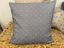Load image into Gallery viewer, Cushion Cover - Linen and Rose - Hearts Denim on natural linen 45cm