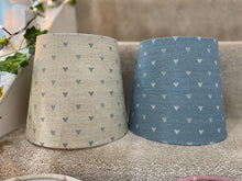 Load image into Gallery viewer, Empire Lampshade - Linen & Rose - Denim Hearts on natural linen - 20cm Empire