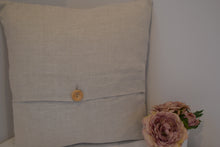 Load image into Gallery viewer, Cushion Cover - Peony and Sage Litik Teak on Dune linen - 36cm x 36 cm