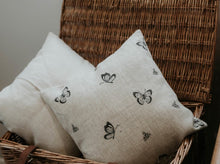 Load image into Gallery viewer, Cushion Cover - Peony and Sage Butterfly and Bee dune linen - 36cm x 36 cm