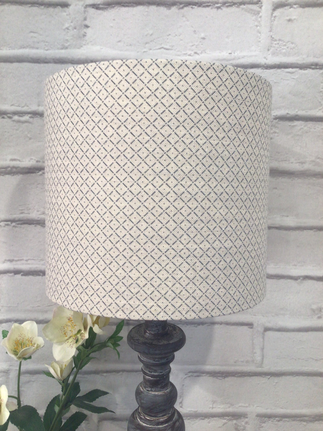 Lampshade - Olive and Daisy blue Iska - 30cm drum