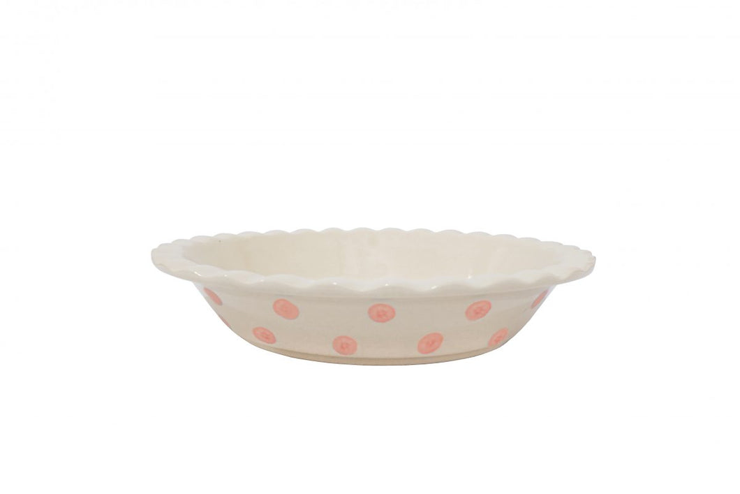 Isabelle Rose - Pie Dish - White and Pink Polka Dot