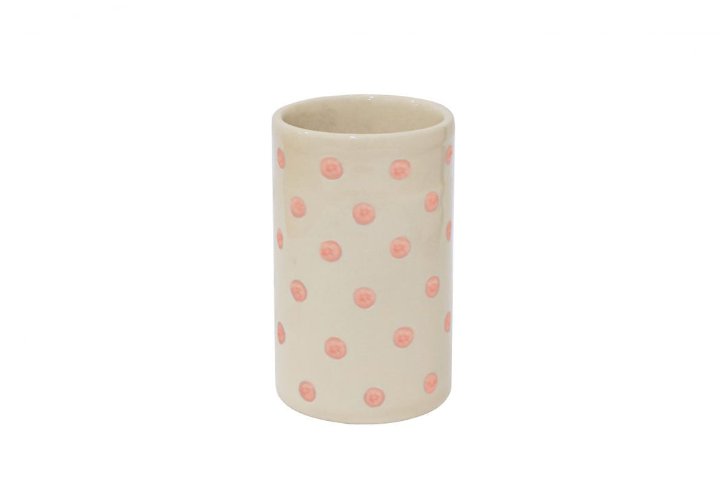 Isabelle Rose - Utensils Vase - White and Pink Polka Dot