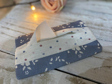 Load image into Gallery viewer, Pocket Tissue cover - Linen and Rose - Emilia Denim with spot lininng
