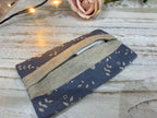 Pocket Tissue cover - Linen and Rose - Emilia Denim on natural linen