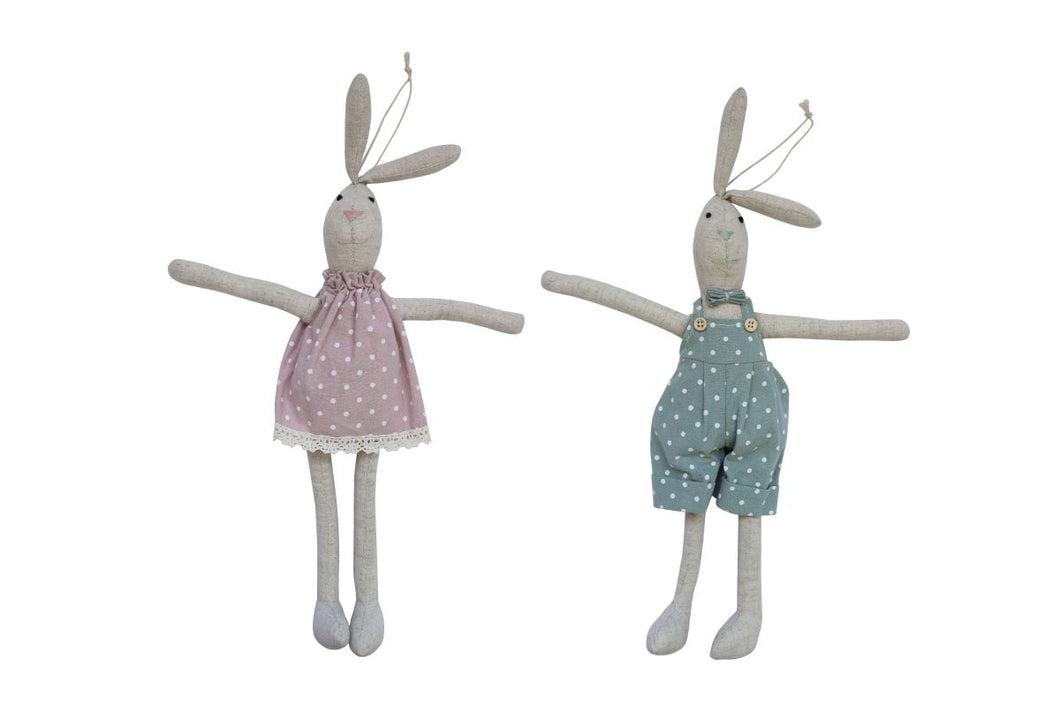 Isabelle Rose -  Hanging Rabbit blue or pink - 42cm