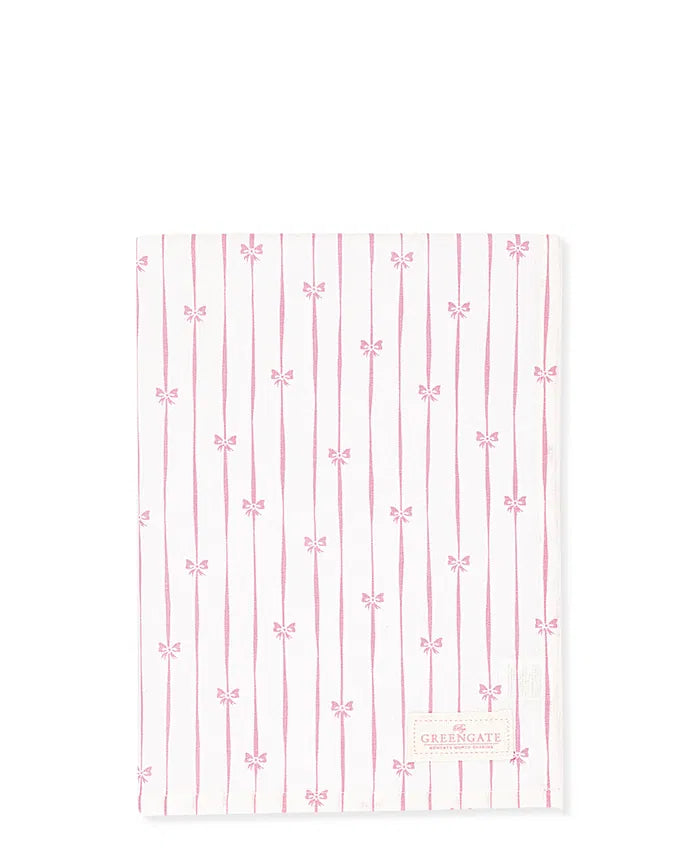 Pretty Cotton Tea Towel. - Pink Dolobella by Greengate