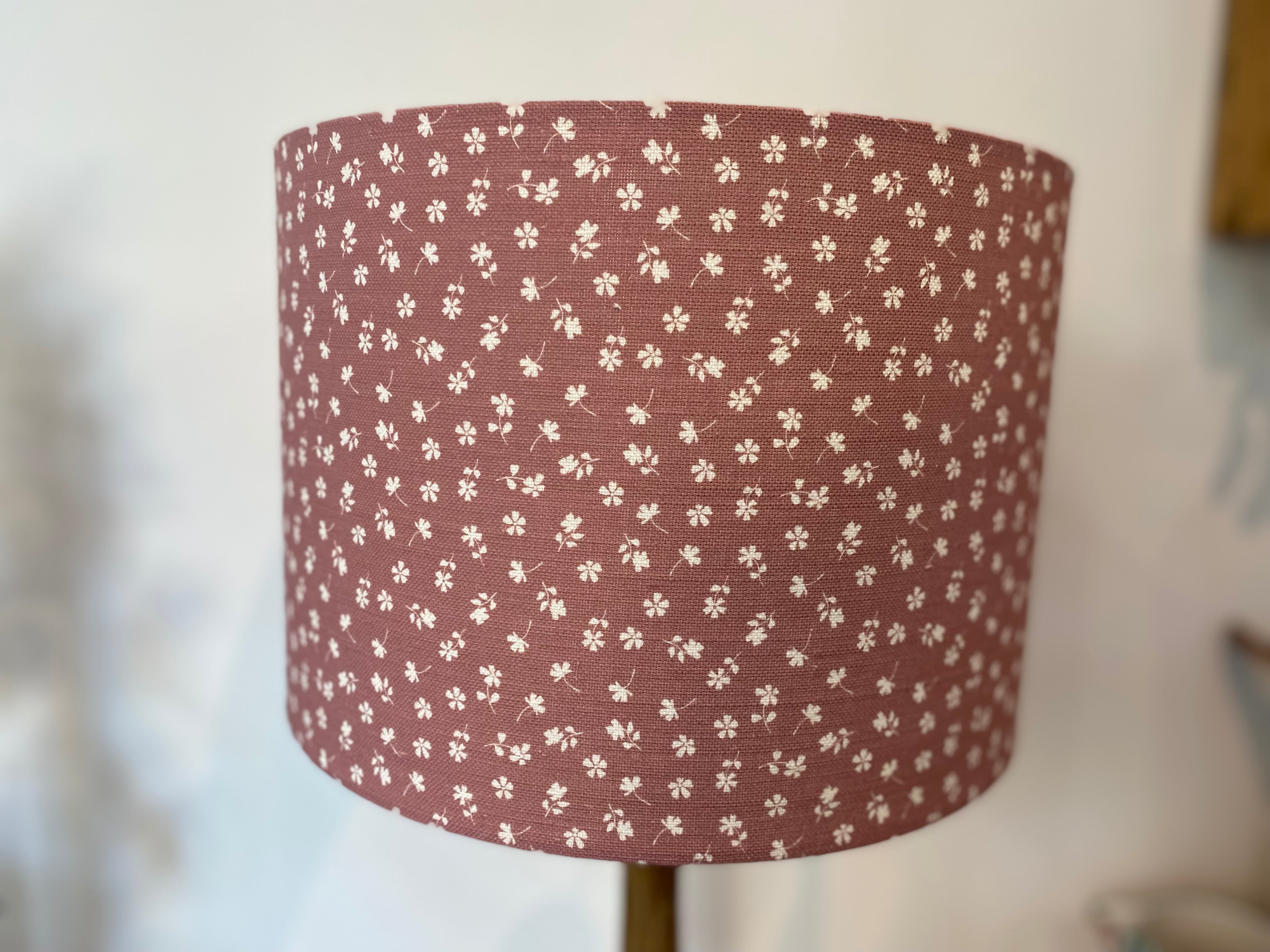 Lampshade - Linen and Rose Ditsy Foxglove linen - 30cm drum