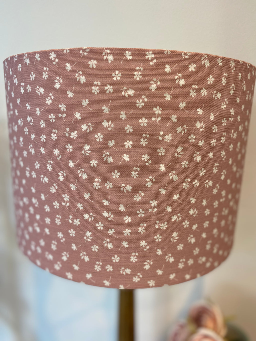 Lampshade - Linen and Rose Ditsy Mauve linen - 30cm drum