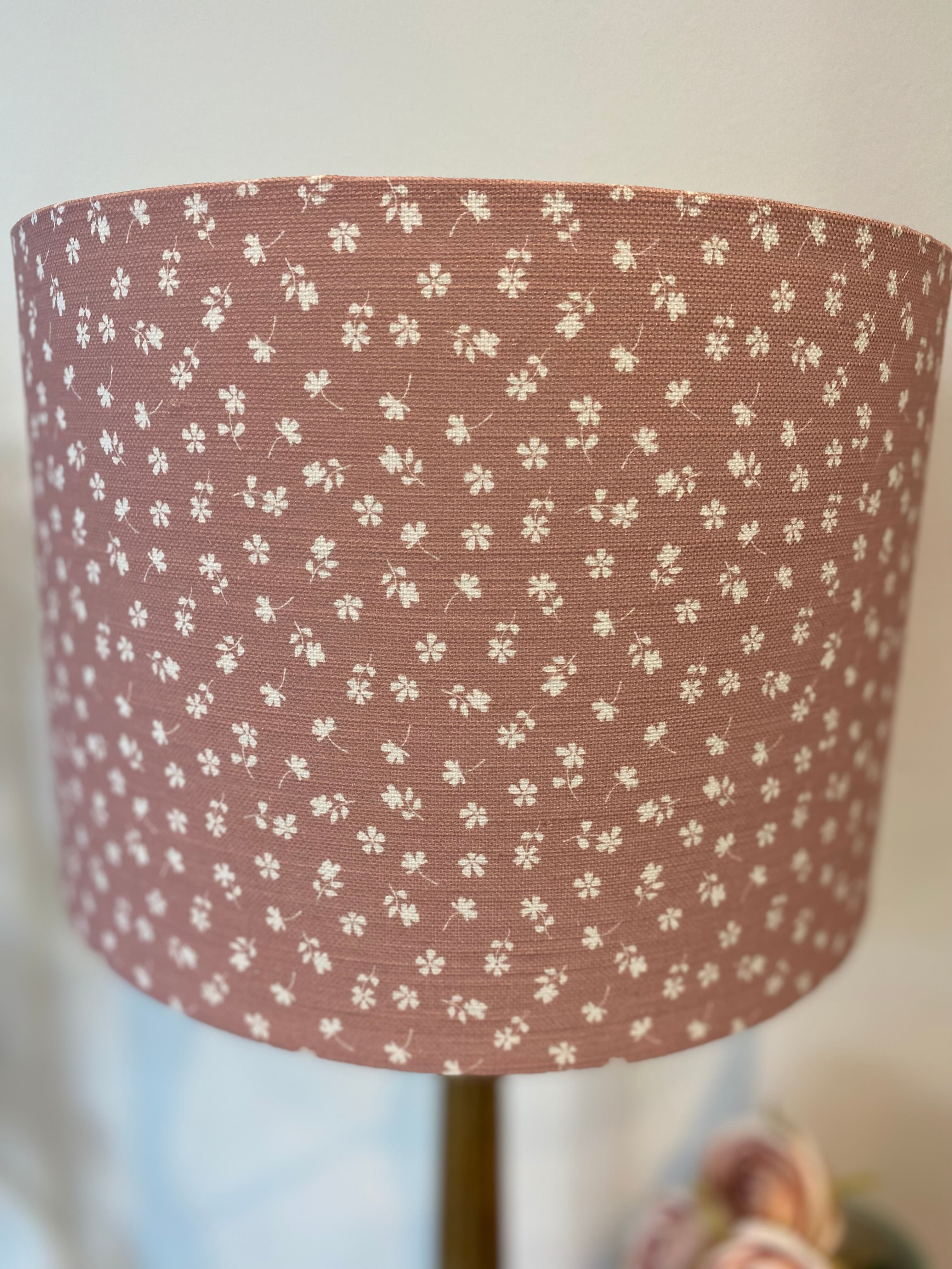 Lampshade - Linen and Rose Ditsy Mauve linen - 30cm drum