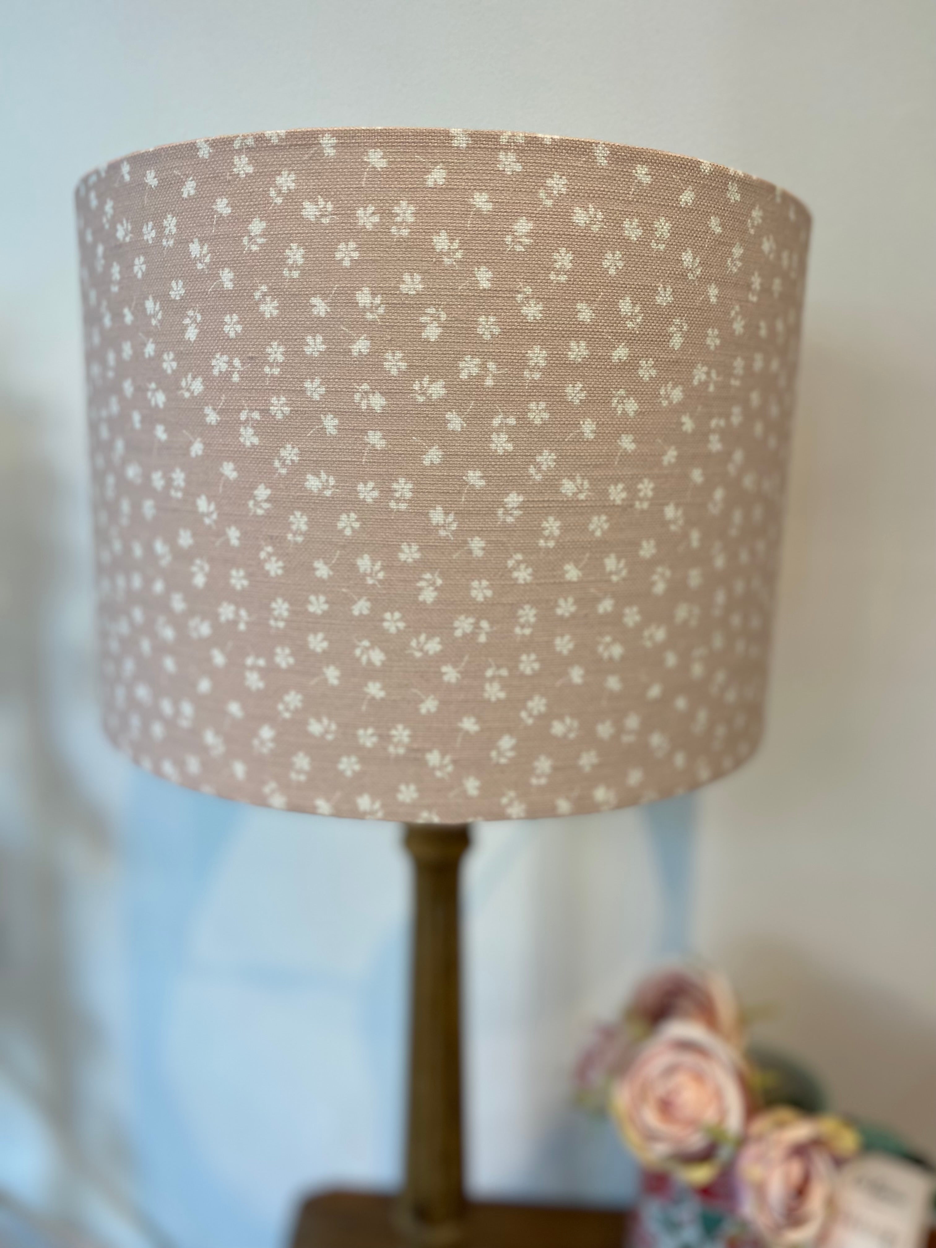 Lampshade - Linen and Rose Ditsy Primrose linen - 30cm drum