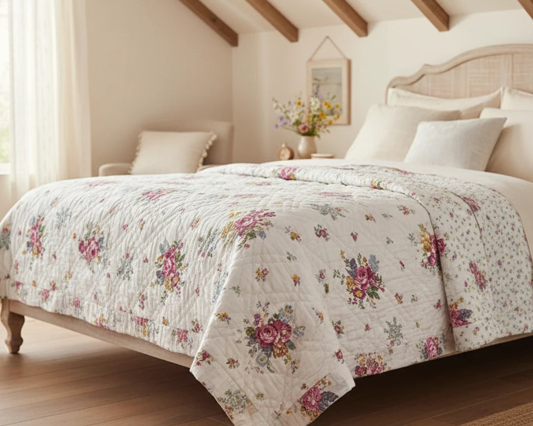 Bed quilted Throw - Elina White 140 x 220cm - Greengate