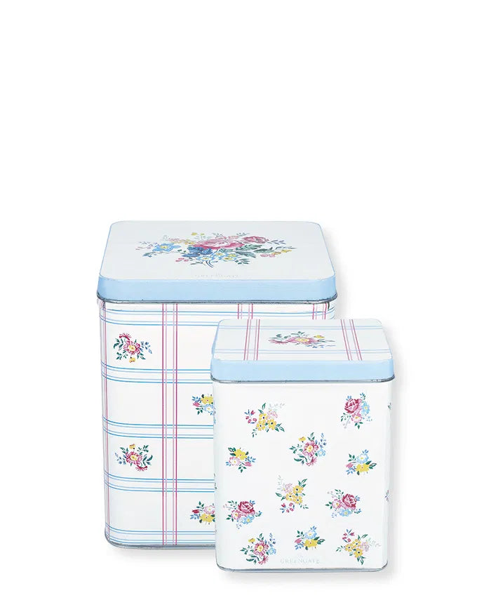 Pretty floral Storage Tins set of 2 - Gaby white - GreenGate