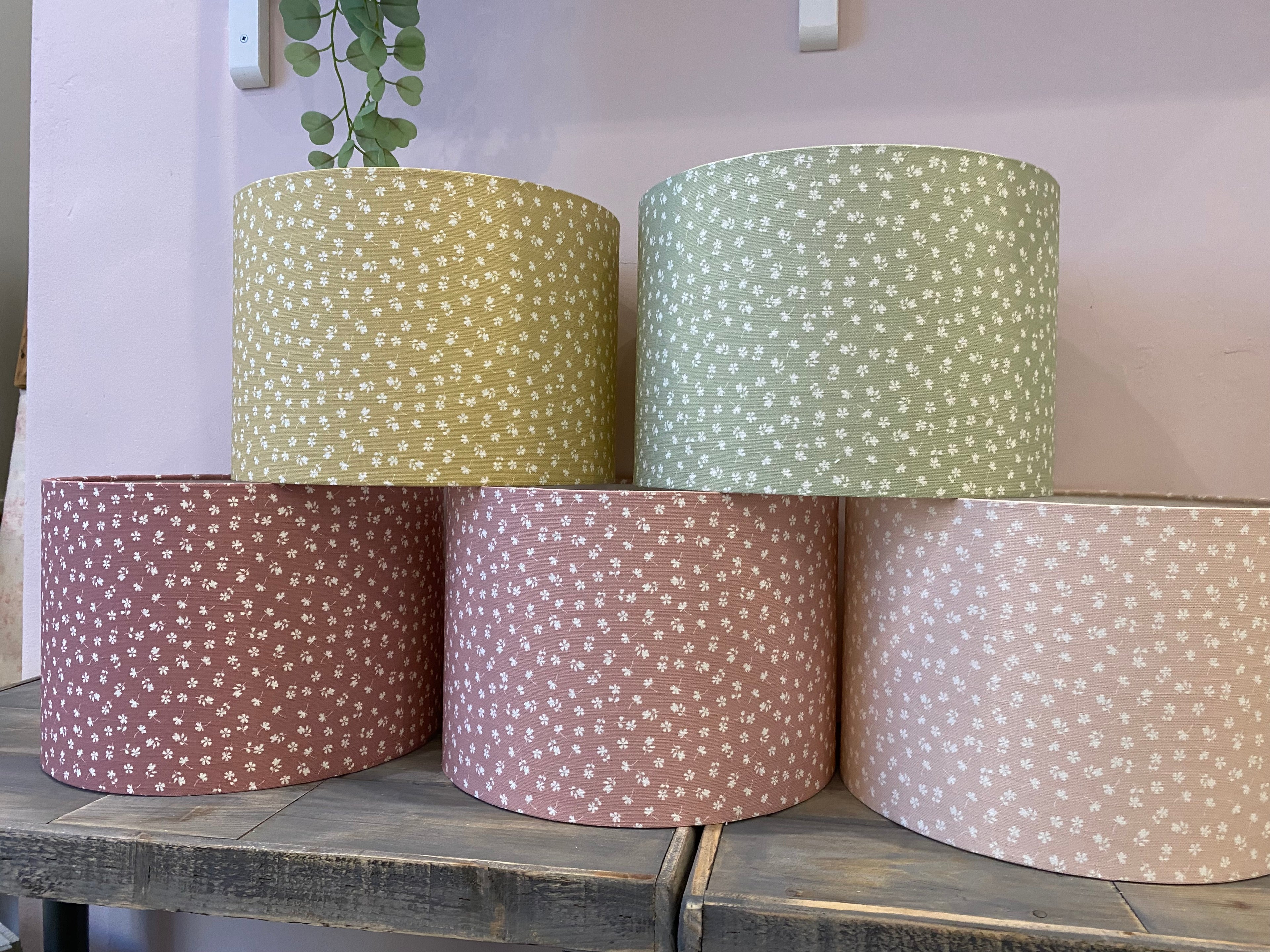 Lampshade - Linen and Rose Ditsy Foxglove linen - 30cm drum