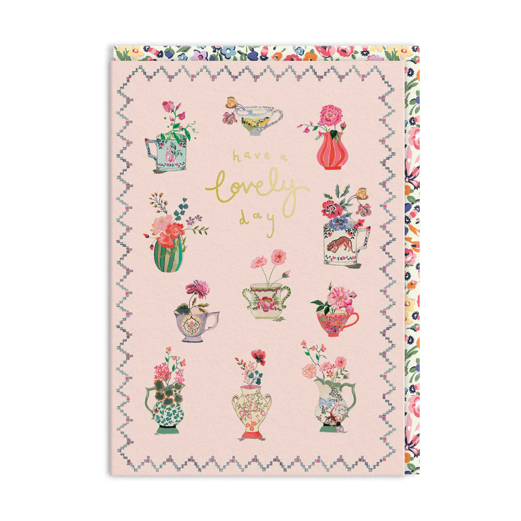 Birthday Card - Cath Kidston -  Have a lovely day - Vases of flowers