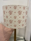 Lampshade - Linen and Rose Damson Mauve on white linen - 30cm drum