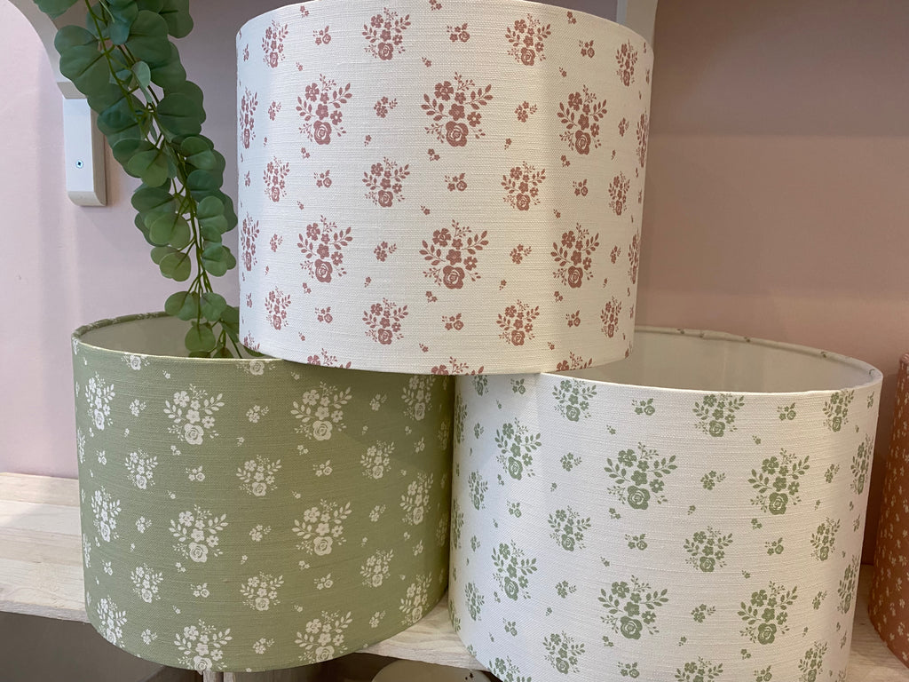 Lampshade - Linen and Rose Damson Fog - 30cm drum