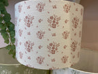 Lampshade - Linen and Rose Damson Mauve on white linen - 30cm drum
