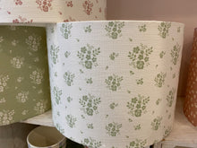 Load image into Gallery viewer, Lampshade - Linen and Rose Damson Fog on white linen - 30cm drum
