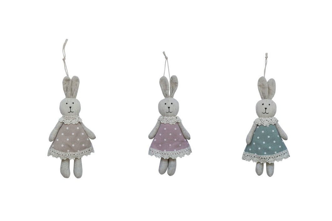 Isabelle Rose -  Hanging Textile Mrs Rabbit three designs - 18cm