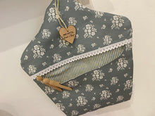 Load image into Gallery viewer, Peg Bag - Linen and Rose Damson Sea green with Sarah Hardaker lining
