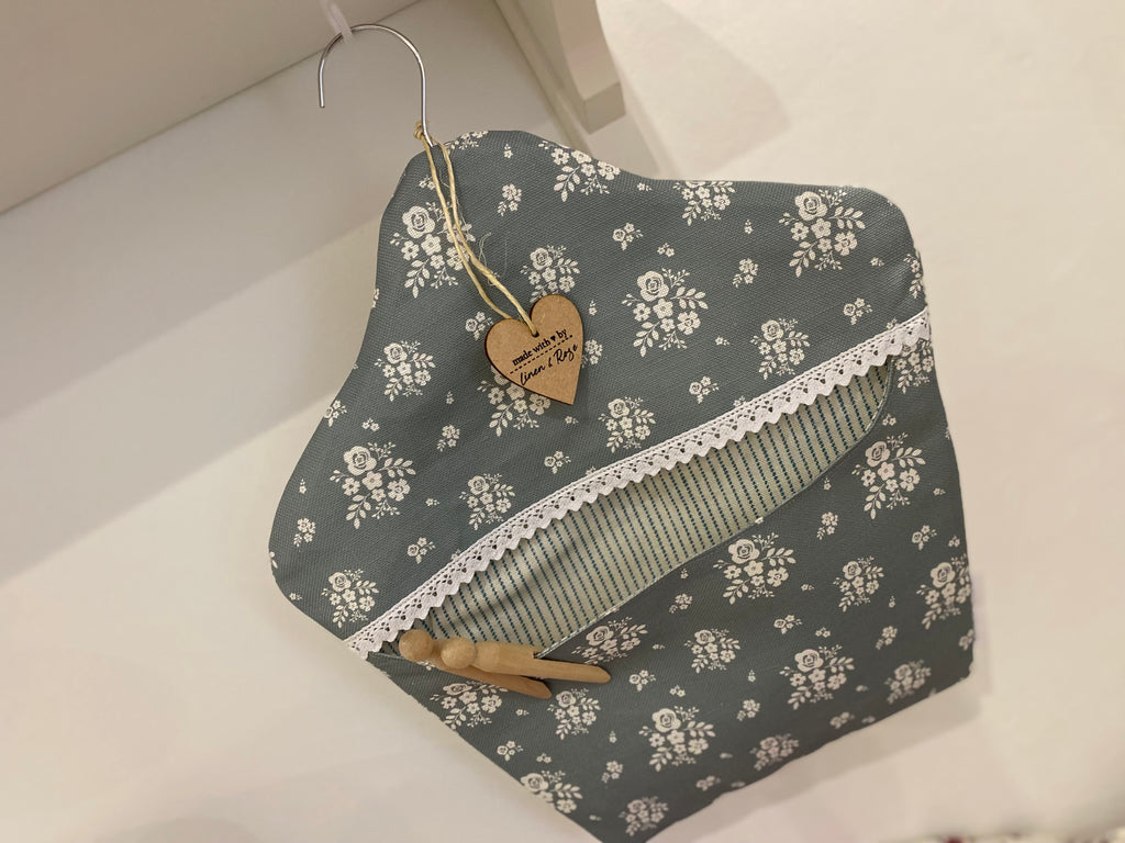 Peg Bag - Linen and Rose Damson Sea green with Sarah Hardaker lining