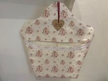 Load image into Gallery viewer, Peg Bag - Linen and Rose Damson Mauve on white linen
