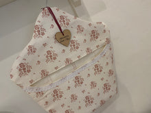 Load image into Gallery viewer, Peg Bag - Linen and Rose Damson Mauve on white linen
